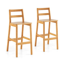 Load image into Gallery viewer, Set of 2 28" Rubber Wood Armless Bar Stools with Backrest and Footrest-Natural

