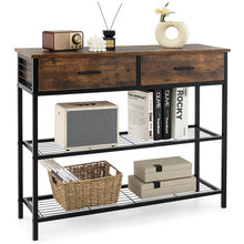 Load image into Gallery viewer, 39.5 Inch Entryway Table with 2 Drawers and 2-Tier Shelves-Rustic Brown
