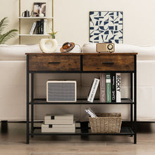 Load image into Gallery viewer, 39.5 Inch Entryway Table with 2 Drawers and 2-Tier Shelves-Rustic Brown
