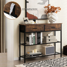 Load image into Gallery viewer, 39.5 Inch Entryway Table with 2 Drawers and 2-Tier Shelves-Rustic Brown

