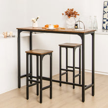 Load image into Gallery viewer, 3 Pieces Industrial Bar Table and Chairs Set with Metal Frame-Rustic Brown
