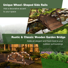 Load image into Gallery viewer, 3.3 Feet Wooden Garden Bridge with Half-Wheel Safety Rails-Rustic Brown
