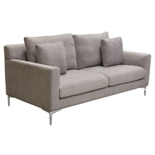 Load image into Gallery viewer, Seattle Loose Back Loveseat in Grey Polyester Fabric w/ Polished Silver Metal Leg by Diamond Sofa
