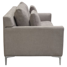 Load image into Gallery viewer, Seattle Loose Back Loveseat in Grey Polyester Fabric w/ Polished Silver Metal Leg by Diamond Sofa
