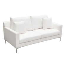Load image into Gallery viewer, Seattle Loose Back Loveseat in White Linen w/ Polished Silver Metal Leg by Diamond Sofa
