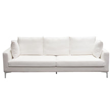 Load image into Gallery viewer, Seattle Loose Back Sofa in White Linen w/ Polished Silver Metal Leg by Diamond Sofa
