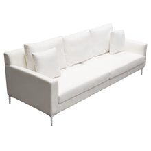 Load image into Gallery viewer, Seattle Loose Back Sofa in White Linen w/ Polished Silver Metal Leg by Diamond Sofa
