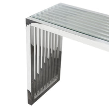 Load image into Gallery viewer, SOHO Rectangular Stainless Steel Console Table w/ Clear, Tempered Glass Top by Diamond Sofa
