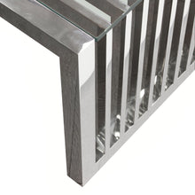 Load image into Gallery viewer, SOHO Rectangular Stainless Steel Cocktail Table w/ Clear, Tempered Glass Top by Diamond Sofa
