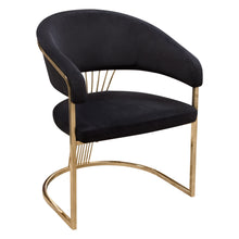 Load image into Gallery viewer, Solstice Dining Chair in Black Velvet w/ Polished Gold Metal Frame by Diamond Sofa
