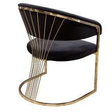 Load image into Gallery viewer, Solstice Dining Chair in Black Velvet w/ Polished Gold Metal Frame by Diamond Sofa

