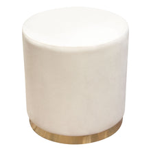 Load image into Gallery viewer, Sorbet Round Accent Ottoman in Cream Velvet w/ Gold Metal Band Accent by Diamond Sofa
