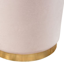Load image into Gallery viewer, Sorbet Round Accent Ottoman in Blush Pink Velvet w/ Gold Metal Band Accent by Diamond Sofa
