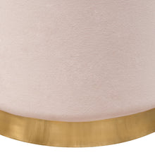 Load image into Gallery viewer, Sorbet Round Accent Ottoman in Blush Pink Velvet w/ Gold Metal Band Accent by Diamond Sofa
