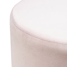 Load image into Gallery viewer, Sorbet Round Accent Ottoman in Blush Pink Velvet w/ Gold Metal Band Accent by Diamond Sofa
