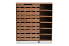 Load image into Gallery viewer, Baxton Studio Shirley Modern and Contemporary &quot;Walnut&quot; Medium Brown Wood 2-Door Shoe Cabinet with Open Shelves
