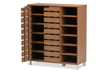 Load image into Gallery viewer, Baxton Studio Shirley Modern and Contemporary &quot;Walnut&quot; Medium Brown Wood 2-Door Shoe Cabinet with Open Shelves
