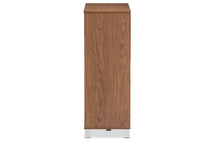 Load image into Gallery viewer, Baxton Studio Shirley Modern and Contemporary &quot;Walnut&quot; Medium Brown Wood 2-Door Shoe Cabinet with Open Shelves
