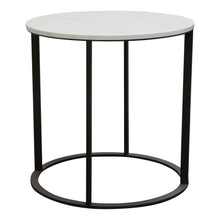Load image into Gallery viewer, Surface Round End Table w/ Engineered Marble Top &amp; Black Powder Coated Metal Base by Diamond Sofa
