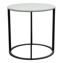 Load image into Gallery viewer, Surface Round End Table w/ Engineered Marble Top &amp; Black Powder Coated Metal Base by Diamond Sofa
