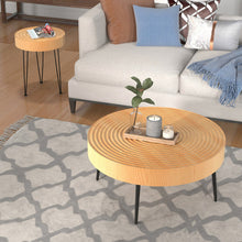Load image into Gallery viewer, Set of 2 Solid Wood Farmhouse Round Coffee Tables-Ring Pattern
