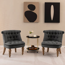 Load image into Gallery viewer, Set of 2 Upholstered Armless Slipper Chairs with Beech Wood Legs-Gray
