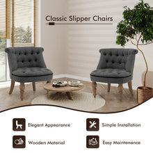 Load image into Gallery viewer, Set of 2 Upholstered Armless Slipper Chairs with Beech Wood Legs-Gray
