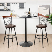 Load image into Gallery viewer, 2 Pieces 24-30 Inch Adjustable PU Cushioned Swivel Barstools-Brown

