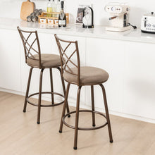 Load image into Gallery viewer, 2 Pieces Swivel Pluch Fabrice Cushioned Bar Stool Set-Brown
