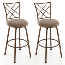 Load image into Gallery viewer, 2 Pieces Swivel Pluch Fabrice Cushioned Bar Stool Set-Brown
