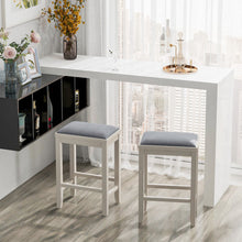 Load image into Gallery viewer, 2 Pieces 25 Inch Upholstered Bar Stool Set with Solid Rubber Wood Frame and Footrest-White
