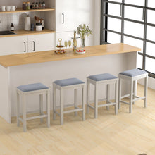 Load image into Gallery viewer, 2 Pieces 25 Inch Upholstered Bar Stool Set with Solid Rubber Wood Frame and Footrest-White
