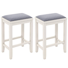 Load image into Gallery viewer, 2 Pieces 25 Inch Upholstered Bar Stool Set with Solid Rubber Wood Frame and Footrest-White
