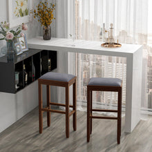 Load image into Gallery viewer, 2 Pieces 31 Inch Upholstered Bar Stool Set with Solid Rubber Wood Frame and Footres-Brown
