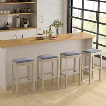 Load image into Gallery viewer, 2 Pieces 31 Inch Upholstered Bar Stool Set with Solid Rubber Wood Frame and Footres-White
