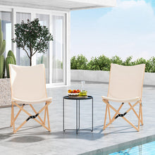 Load image into Gallery viewer, Set of 2 Bamboo Dorm Chair with Storage Pocket for Camping and Fishing-Beige
