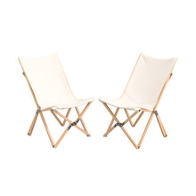 Load image into Gallery viewer, Set of 2 Bamboo Dorm Chair with Storage Pocket for Camping and Fishing-Beige
