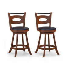 Load image into Gallery viewer, 2 Pieces 24/29 inch Swivel Bar Stools with Curved Backrest and Seat Cushions-24 inches
