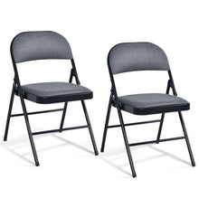 Load image into Gallery viewer, 2 PCS Folding Chair Set with Upholstered Seat and Fabric Covered Backrest
