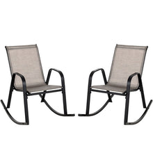 Load image into Gallery viewer, Set of 2 Heavy-Duty Metal Patio Rocking Chair with Breathable Seat Fabric-Brown
