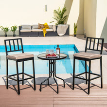 Load image into Gallery viewer, Set of 2 Patio Bar Chairs with Detachable Cushion and Footrest-Vertical Stripes
