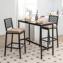 Load image into Gallery viewer, Set of 2 Patio Bar Chairs with Detachable Cushion and Footrest-Argyle Pattern

