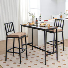 Load image into Gallery viewer, Set of 2 Patio Bar Chairs with Detachable Cushion and Footrest-Vertical Stripes
