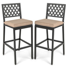 Load image into Gallery viewer, Set of 2 Patio Bar Chairs with Detachable Cushion and Footrest-Argyle Pattern
