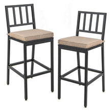Load image into Gallery viewer, Set of 2 Patio Bar Chairs with Detachable Cushion and Footrest-Vertical Stripes
