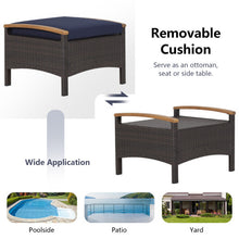 Load image into Gallery viewer, Set of 2 Fade-Resistant Wicker Patio Ottoman-Navy
