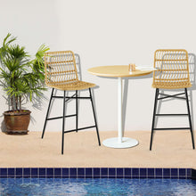 Load image into Gallery viewer, Set of 2 Rattan Bar Stools with Sturdy Metal Frame-Yellow
