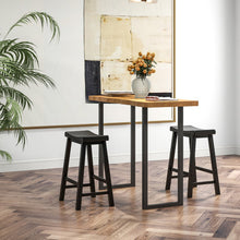 Load image into Gallery viewer, Set of 2 24 Inch Counter Height Stools with Solid Wood Legs-Black
