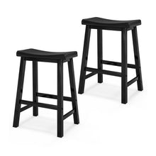 Load image into Gallery viewer, Set of 2 24 Inch Counter Height Stools with Solid Wood Legs-Black
