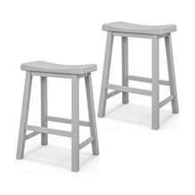 Load image into Gallery viewer, Set of 2 24 Inch Counter Height Stools with Solid Wood Legs-Gray
